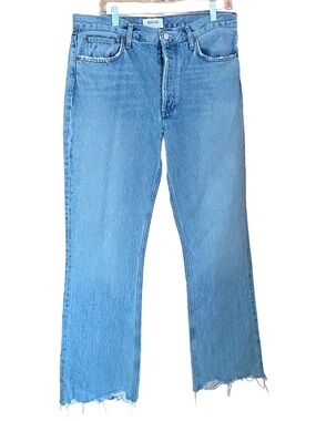 Agolde relaxed bootcut mid-rise distressed button fly jeans in Curio size 29